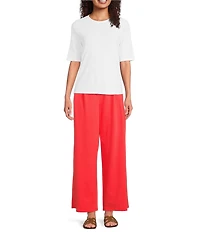 Eileen Fisher Stretch Jersey High Waisted Wide Leg Pants