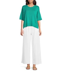 Eileen Fisher Stretch Jersey High Waisted Wide Leg Pants