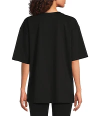 Eileen Fisher Stretch Jersey Knit Crew Neck Elbow Sleeve Tunic