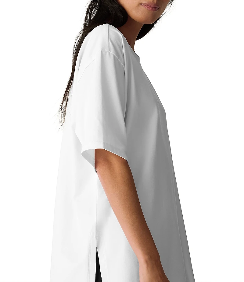 Eileen Fisher Stretch Jersey Knit Crew Neck Elbow Sleeve Tunic