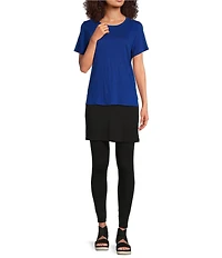 Eileen Fisher Stretch Jersey Knit Skirted Ankle Leggings