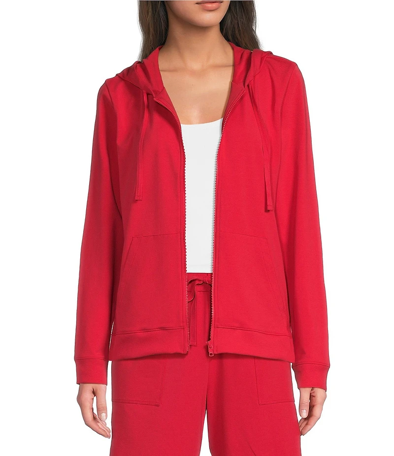 Eileen Fisher Stretch Jersey Long Sleeve Hooded Zip-Up Jacket