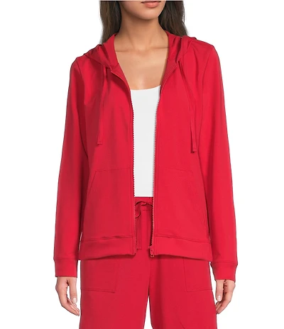Eileen Fisher Stretch Jersey Long Sleeve Hooded Zip-Up Jacket