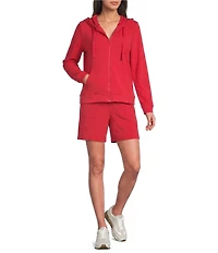 Eileen Fisher Stretch Jersey Long Sleeve Hooded Zip-Up Jacket