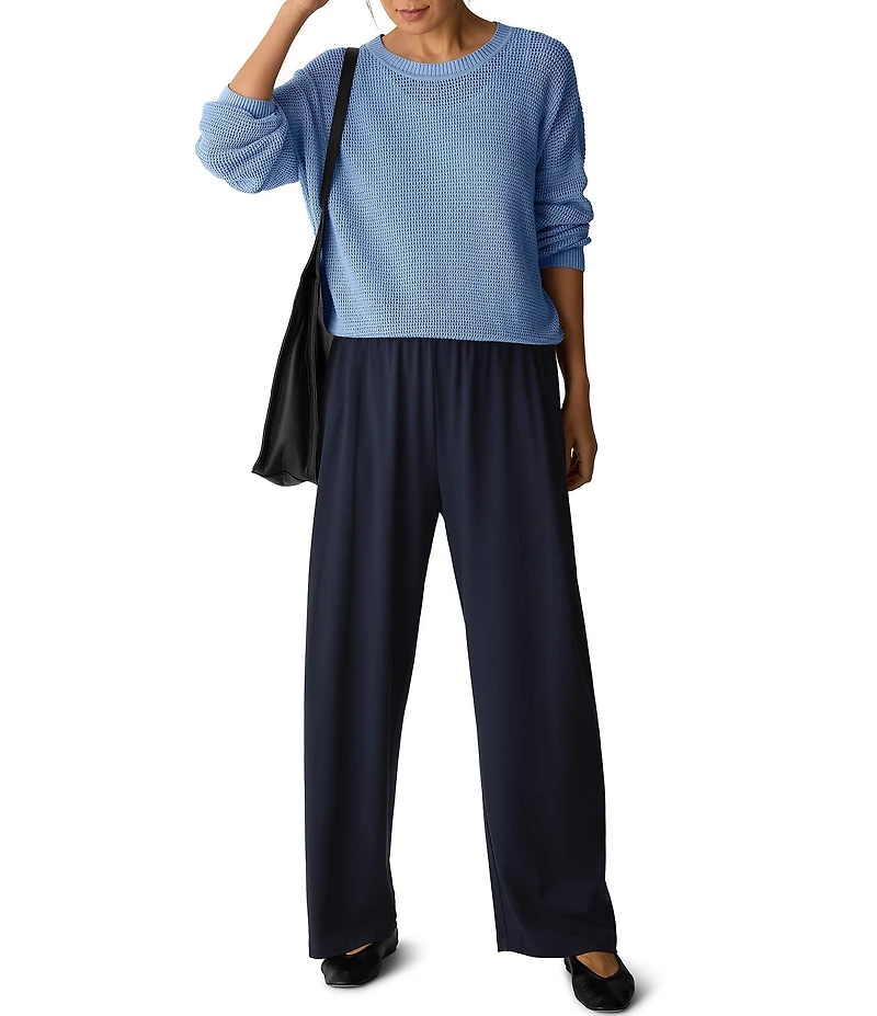 Eileen Fisher Stretch Jersey Pleated Straight Ankle Pants