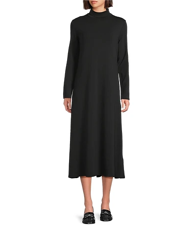 Eileen Fisher Stretch Jersey Turtleneck Long Sleeve Midi Dress