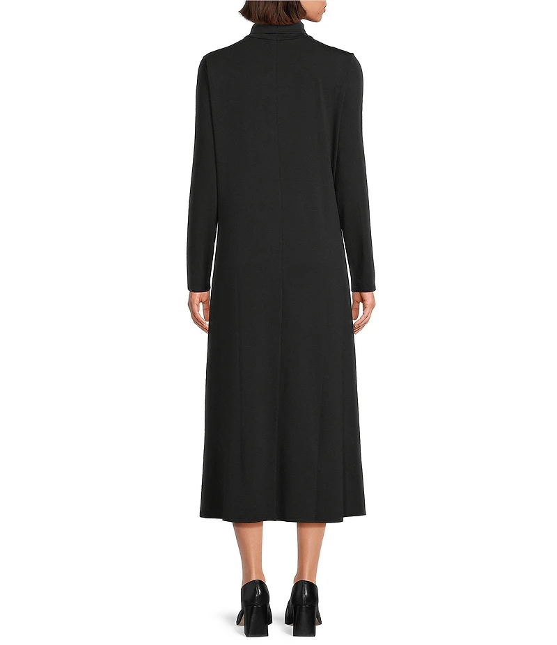 Eileen Fisher Stretch Jersey Turtleneck Long Sleeve Midi Dress