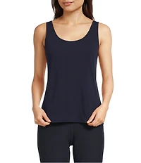 Eileen Fisher Stretch Silk Jersey Scoop Neck Sleeveless Slim Tank