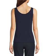 Eileen Fisher Stretch Silk Jersey Scoop Neck Sleeveless Slim Tank
