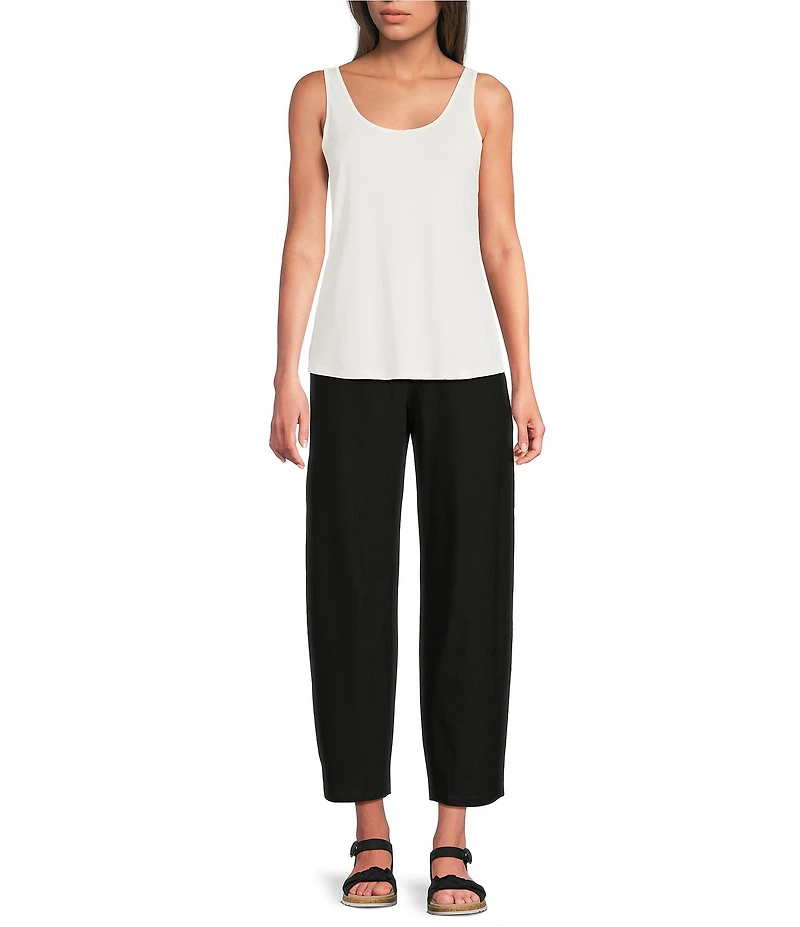Eileen Fisher Stretch Silk Jersey Scoop Neck Sleeveless Slim Tank