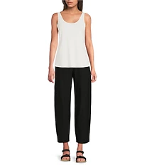 Eileen Fisher Stretch Silk Jersey Scoop Neck Sleeveless Slim Tank