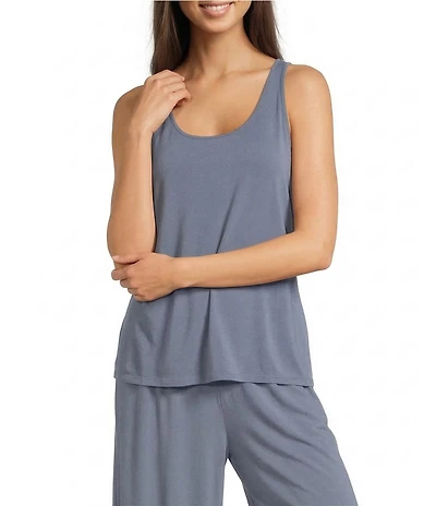 Eileen Fisher Stretch Silk Jersey Scoop Neck Sleeveless Slim Tank