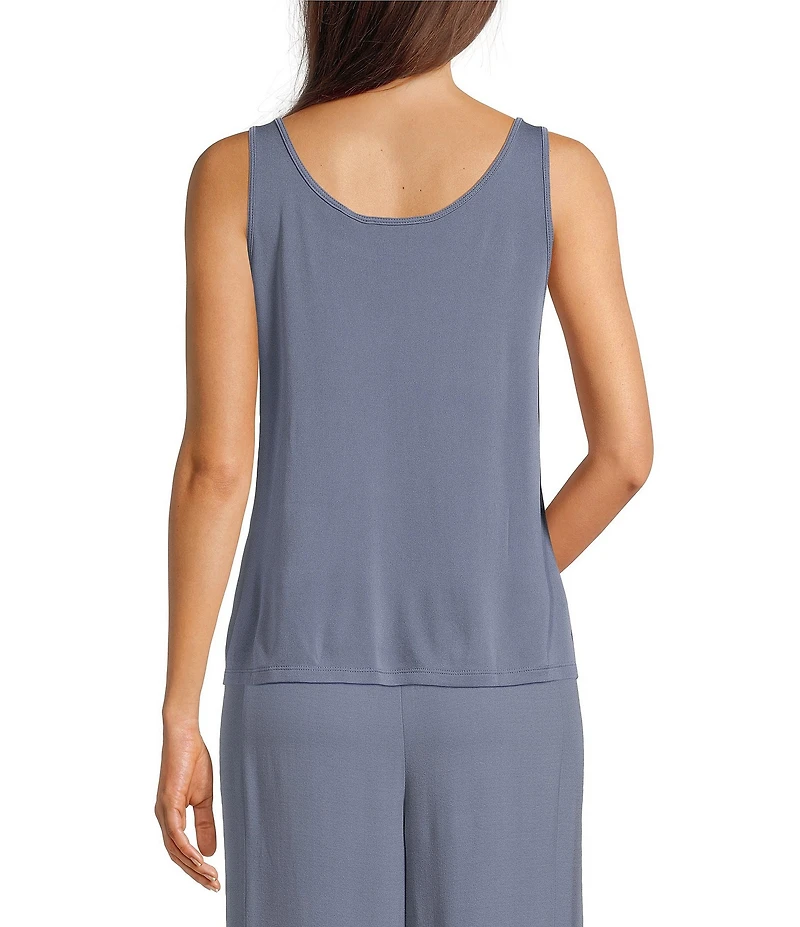Eileen Fisher Stretch Silk Jersey Scoop Neck Sleeveless Slim Tank