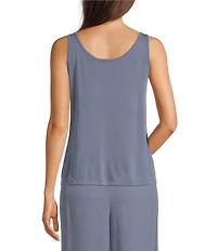 Eileen Fisher Stretch Silk Jersey Scoop Neck Sleeveless Slim Tank