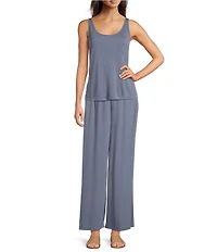 Eileen Fisher Stretch Silk Jersey Scoop Neck Sleeveless Slim Tank