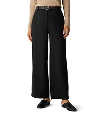 Eileen Fisher Stretch Wool Blend Crepe Wide Leg Trouser Pants