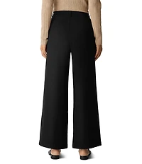 Eileen Fisher Stretch Wool Blend Crepe Wide Leg Trouser Pants