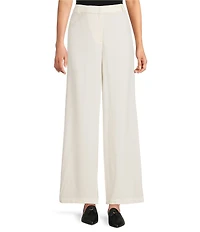 Eileen Fisher Stretch Wool Blend Crepe Wide Leg Trouser Pants