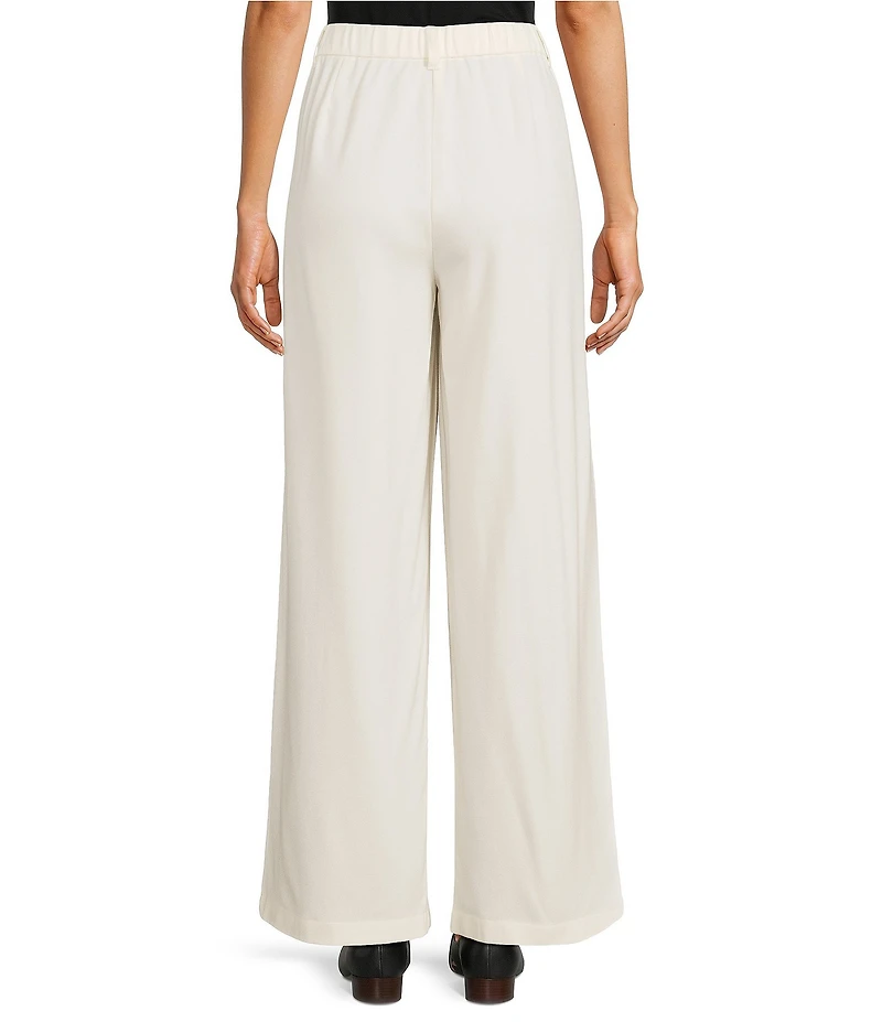 Eileen Fisher Stretch Wool Blend Crepe Wide Leg Trouser Pants
