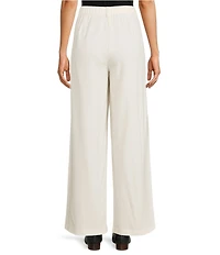 Eileen Fisher Stretch Wool Blend Crepe Wide Leg Trouser Pants