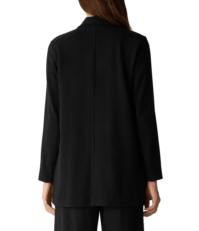 Eileen Fisher Stretch Wool Crepe Notch Lapel Long Sleeve Blazer