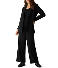 Eileen Fisher Stretch Wool Crepe Notch Lapel Long Sleeve Blazer