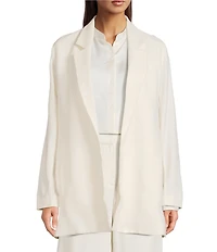 Eileen Fisher Stretch Wool Crepe Notch Lapel Long Sleeve Blazer