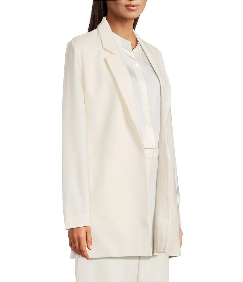 Eileen Fisher Stretch Wool Crepe Notch Lapel Long Sleeve Blazer