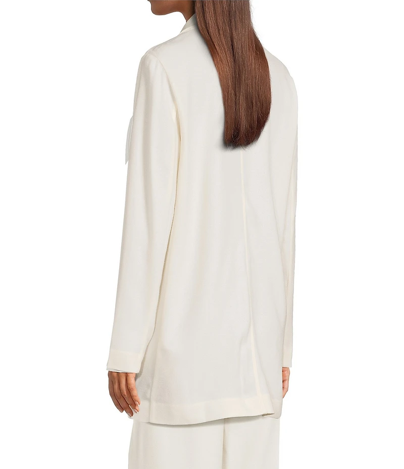 Eileen Fisher Stretch Wool Crepe Notch Lapel Long Sleeve Blazer