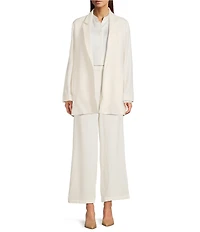 Eileen Fisher Stretch Wool Crepe Notch Lapel Long Sleeve Blazer