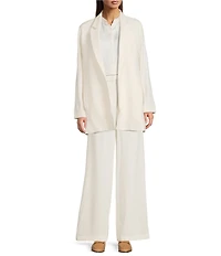 Eileen Fisher Stretch Wool Crepe Notch Lapel Long Sleeve Blazer