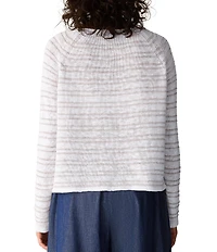 Eileen Fisher Stripe Slub Knit Boat Neck Long Sleeve Top