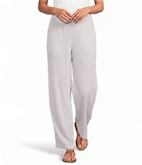 Eileen Fisher Striped Organic Cotton Gauze Wide-Leg Pull-On Pants