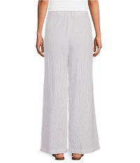 Eileen Fisher Striped Organic Cotton Gauze Wide-Leg Pull-On Pants