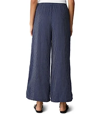 Eileen Fisher Striped Organic Cotton Gauze Wide-Leg Pull-On Pants
