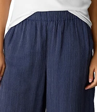 Eileen Fisher Striped Organic Cotton Gauze Wide-Leg Pull-On Pants