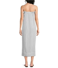 Eileen Fisher Striped Organic Cotton Gauze Square Neck Sleeveless Cami Maxi Dress