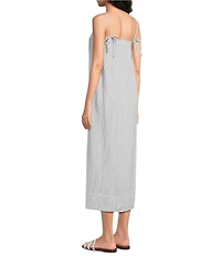 Eileen Fisher Striped Organic Cotton Gauze Square Neck Sleeveless Cami Maxi Dress