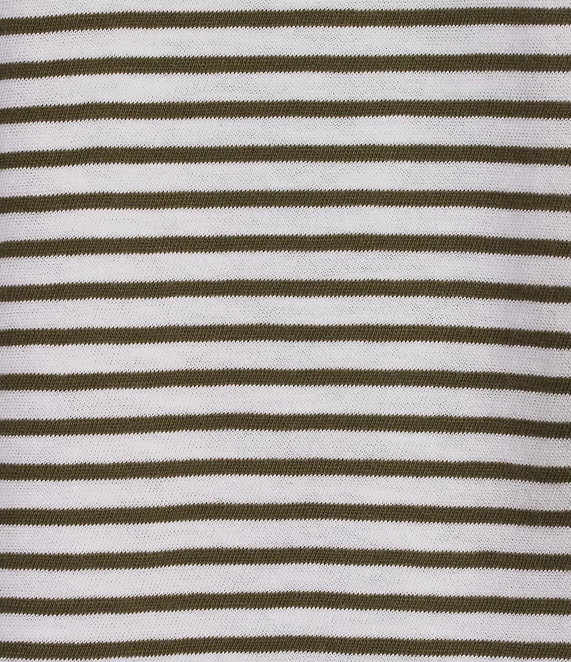 Eileen Fisher Striped Organic Cotton Slub Knit Crew Neck Short Sleeve Tee Top