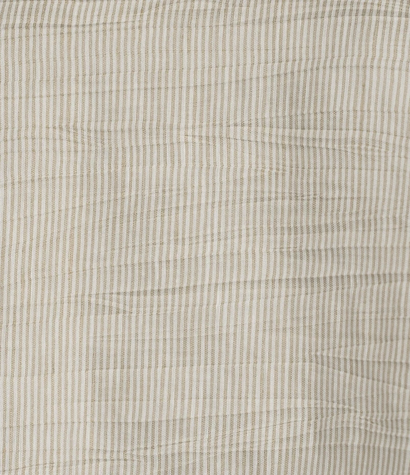 Eileen Fisher Striped Organic Linen Blend Sheen Round Neck Cap Sleeve Top