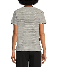 Eileen Fisher Striped Organic Linen Jersey Crew Neck Short Sleeve Tee