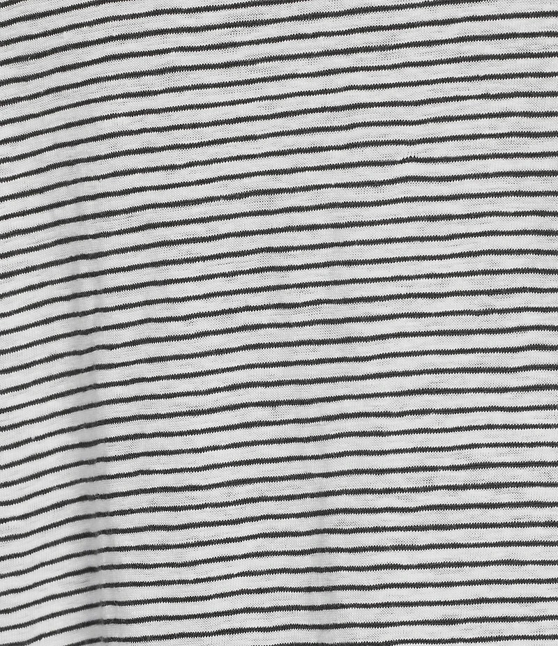 Eileen Fisher Striped Organic Linen Jersey Round Neck Long Sleeve Tee