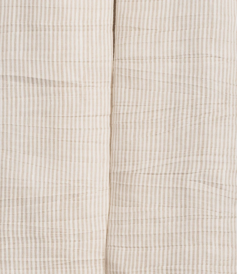 Eileen Fisher Striped Organic Linen Sheen Point Collar Long Sleeve A-Line Jacket