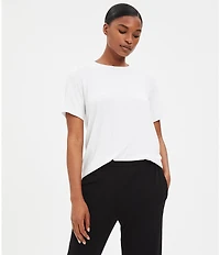 Eileen Fisher Tencel Lightweight Jersey Crew Neck Short Sleeve Shirt