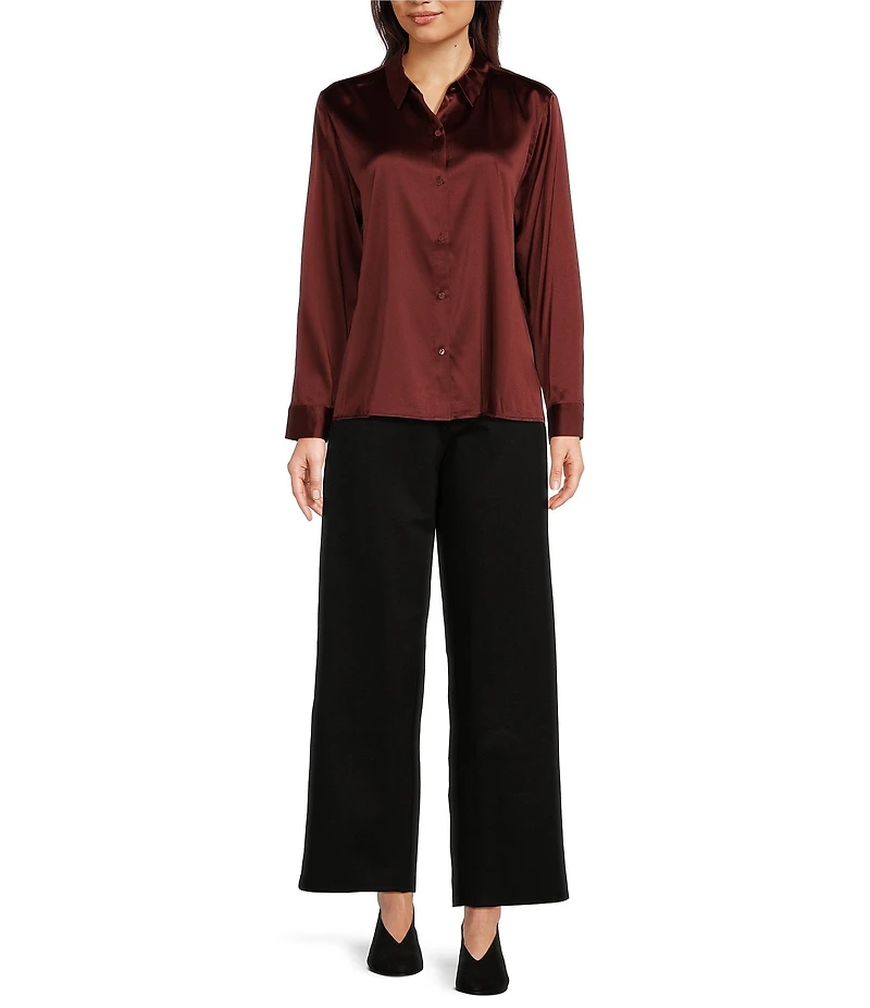 Eileen Fisher Tencel™ Lyocell Double Knit Wide Leg Pull-On Ankle Pants