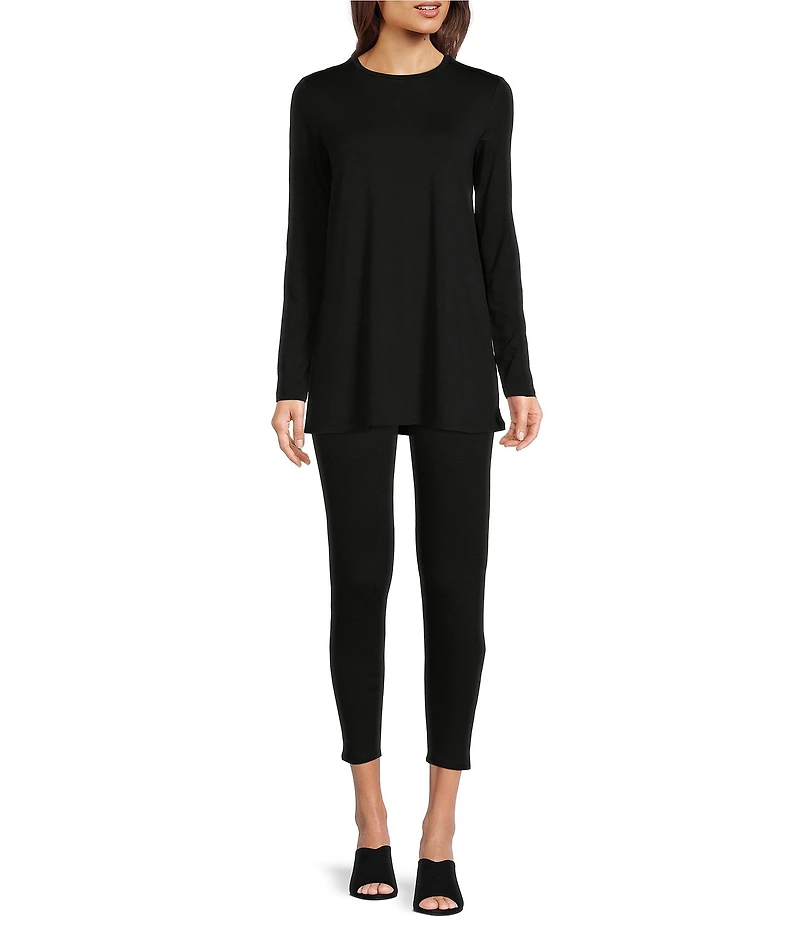 Eileen Fisher Tencel™ Organic Cotton Knit Jersey High Waisted Slim Ankle Leggings