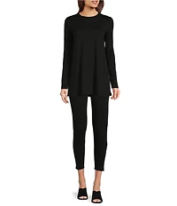 Eileen Fisher Tencel™ Organic Cotton Knit Jersey High Waisted Slim Ankle Leggings