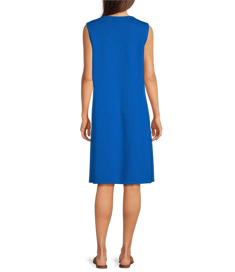 Eileen Fisher Terry Garment Dyed Round Neck Sleeveless A-Line Dress