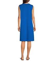 Eileen Fisher Terry Garment Dyed Round Neck Sleeveless A-Line Dress