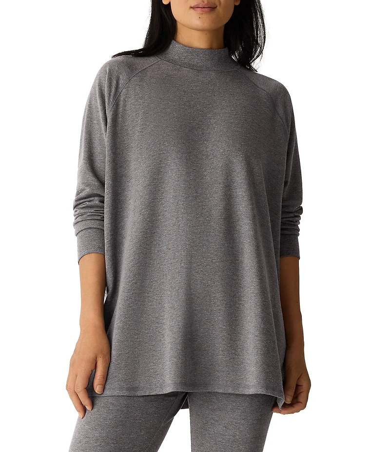 Eileen Fisher Terry Knit Mock Neck Long Sleeve Tunic